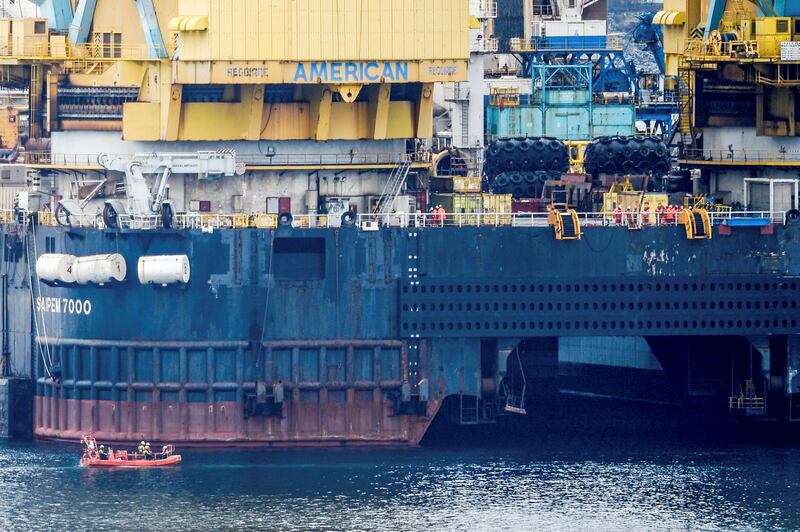 The vessel was left listing after a steel wire snapped during a loading operation. Reuters
