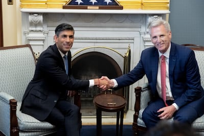 Rishi Sunak meets US Speaker of the House Kevin McCarthy. EPA