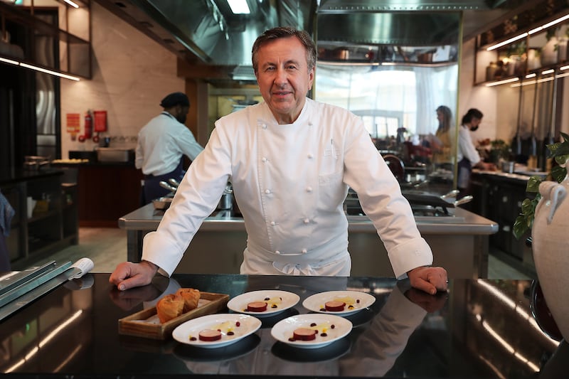 Chef Daniel Boulud at his Brasserie Boulud in Sofitel Dubai The Obelisk. The restaurant is in Michelin's Bib Gourmand list. Pawan Singh / The National  