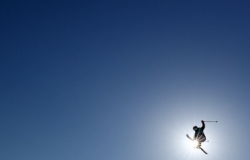 A competitor in the women's freeski big air final at 2022 Winter Olympics in Beijing, China. Reuters