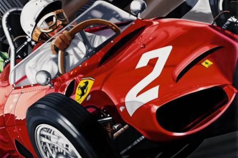 Colin Carter artwork from The Art of Racing Galleria, an inspiring exhibition of thirteen international artists, who create their masterpieces using a variety of innovative mediums Ð all with one central theme Ð Formula 1TM racing.