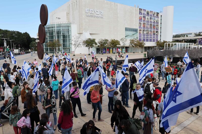 Israelis in Tel Aviv protest against the judicial reform bill. AFP