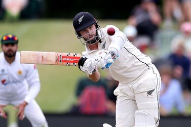 New Zealand captain Kane Williamson plays a shot on his way to scoring a double century against Pakistan at Hagley Oval in Christchurch. AFP