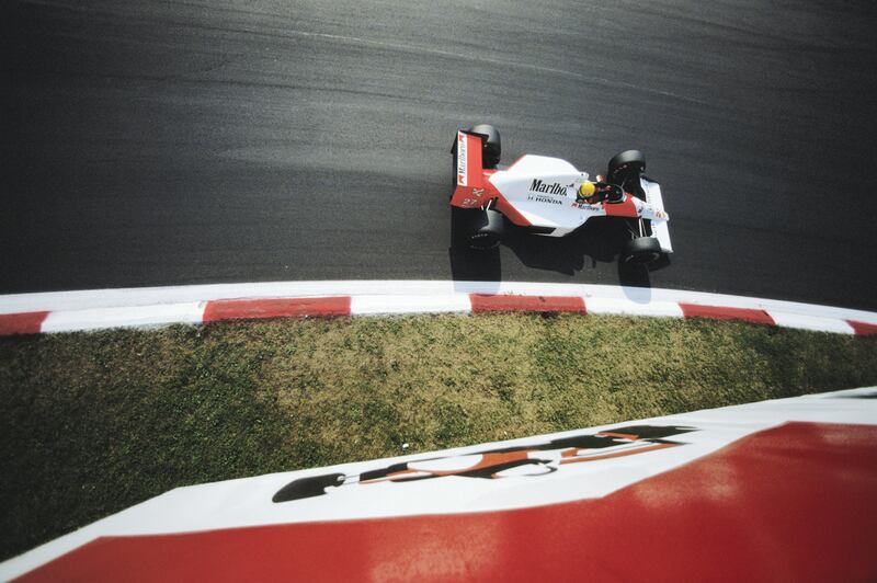 Ayrton Senna drives the McLaren-Honda MP4/5B          during practice for the Italian Grand Prix on 9th September 1990 at the Autodromo Nazionale Monza near Monza, Italy..  (Photo by Pascal Rondeau/Getty Images) 