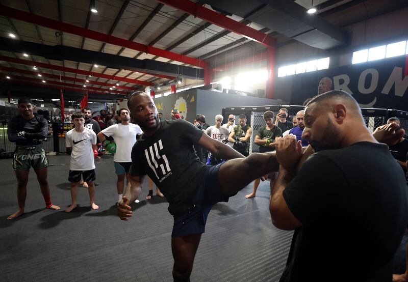 UFC Welterweight champion Leon Edwards during the MMA seminar in Dubai. 