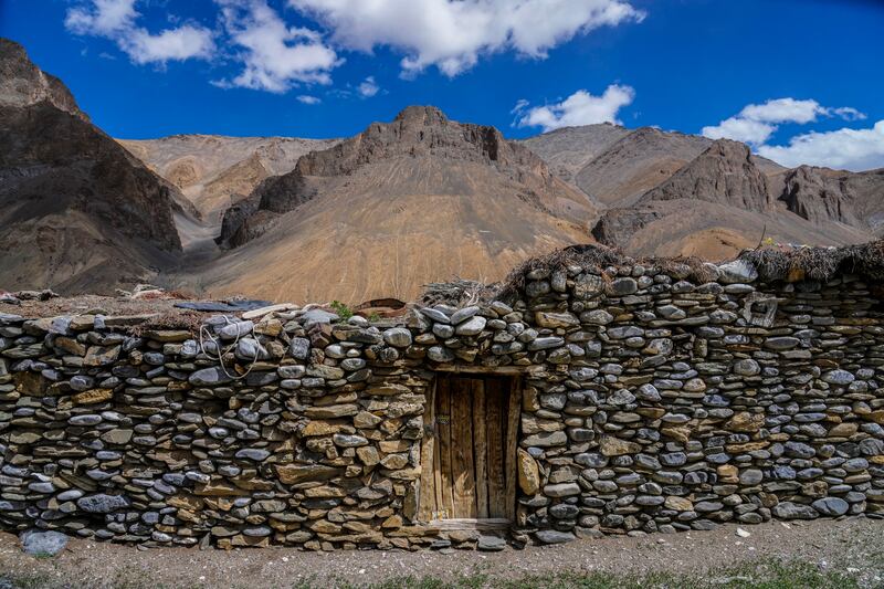The village home in Kharnak village in the high desert of Ladakh that the family left behind. 