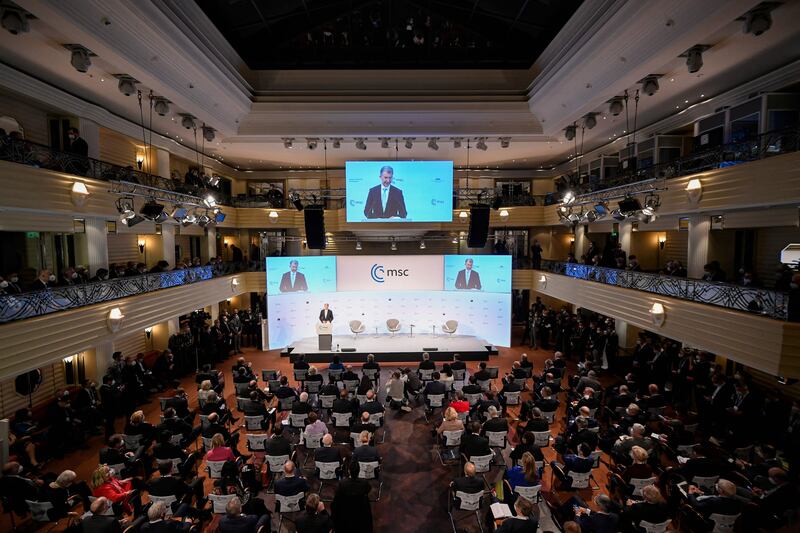 Designated Munich Security Conference Chairman Christoph Heusgen addresses the crowds. AFP