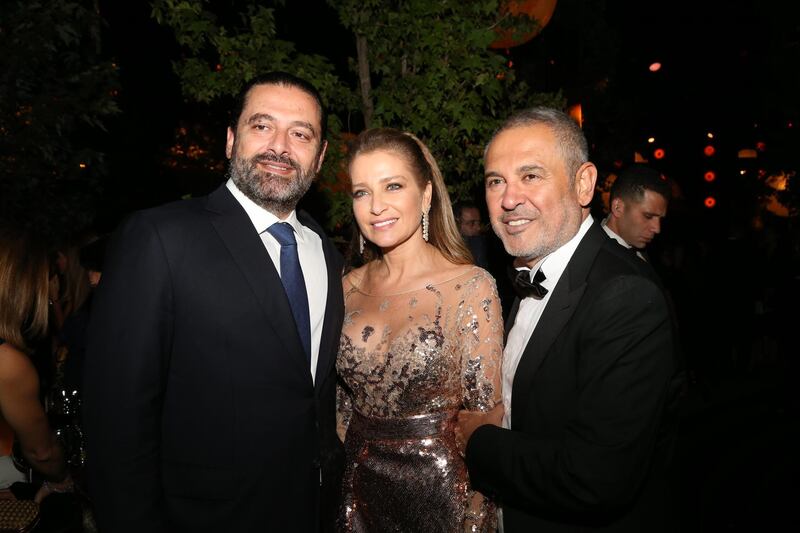 Prime Minister Saad Hariri with Claudine Saab and Elie Saab at the after party. Photo: ParAzar 