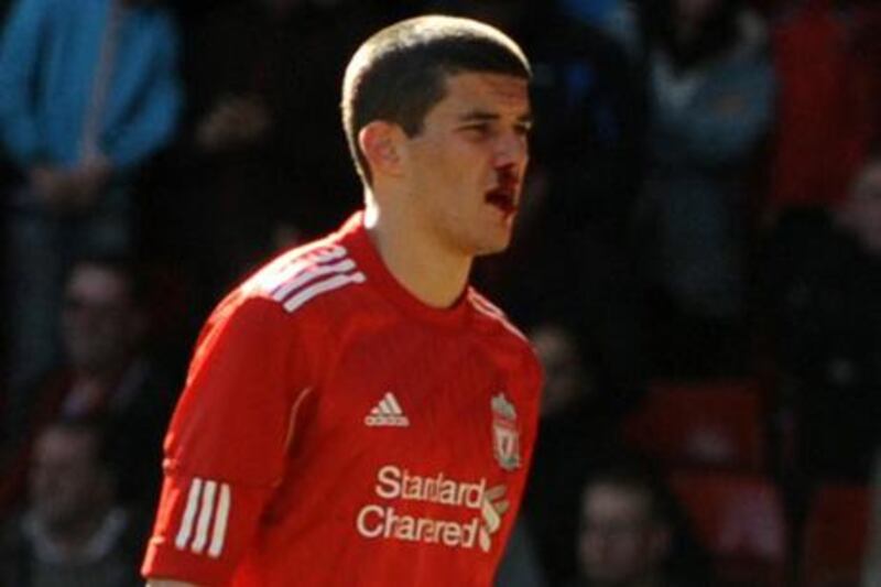 Pic shows... Liverpool Youth v Man Utd Youth at Anfield... 6th Round FA Youth Cup... Liverpools Connor Coady is sent off  