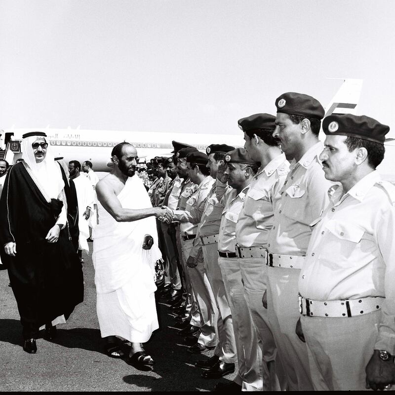 Sheikh Zayed leads to Saudi Arabia for Hajj Pilgrimage. October 27, 1979. Courtesy to Ittihad. History Project 2011