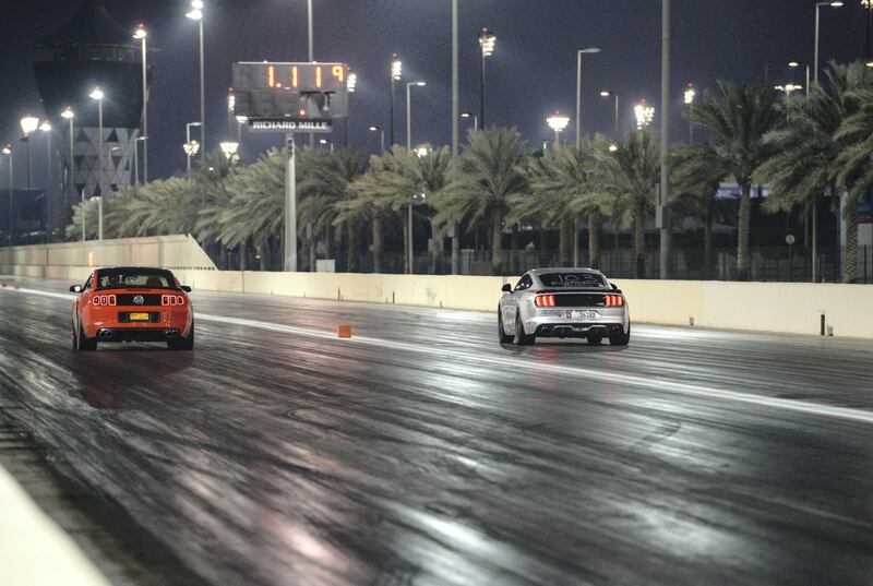 Abu Dhabi, United Arab Emirates - Highly customized Mustangs at the Drag Race Car Show event sponsored by Premium Motors & organized by Emirates Mustang Club at Yas Marina Circuit on January 29, 2018. (Khushnum Bhandari/ The National)