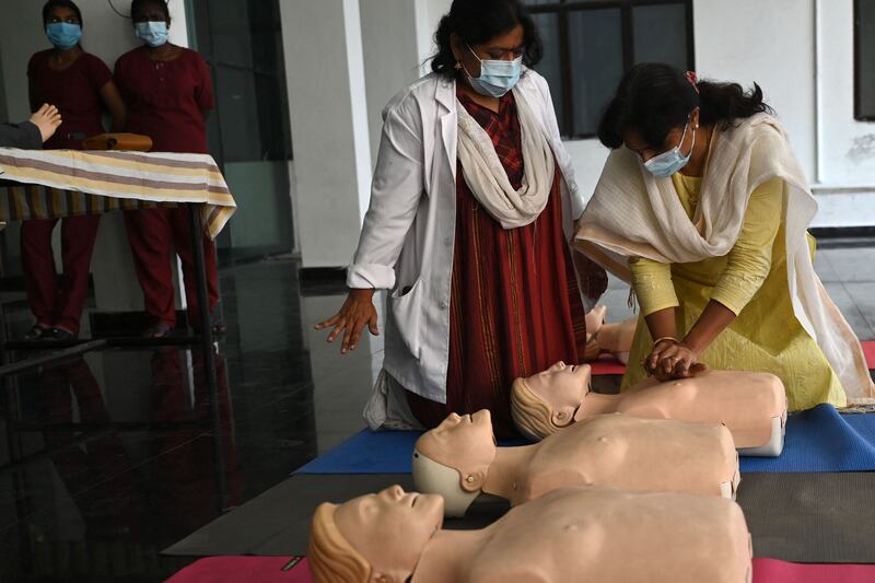 A cardiopulmonary resuscitation training session at a government hospital in Chennai. AFP