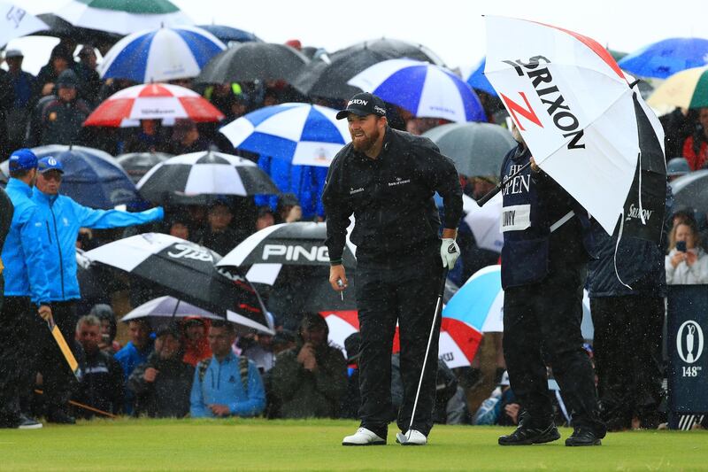Lowry prepares to play his shot from the ninth tee. Getty Images