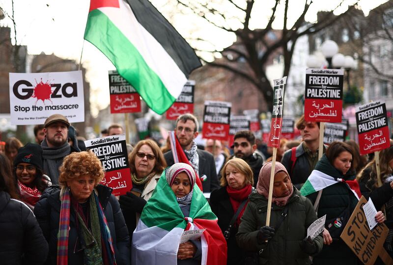 Protesters take part in a 'Day of Action For Palestine' in central London calling for a ceasefire in the conflict between Israel and Hamas. AFP