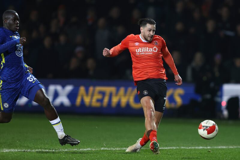 Harry Cornick puts Luton back in front. AP