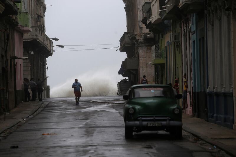 Waves crash on the streets of Havana, Cuba as Hurricane Irma turns toward the Florida Keys. Reuters