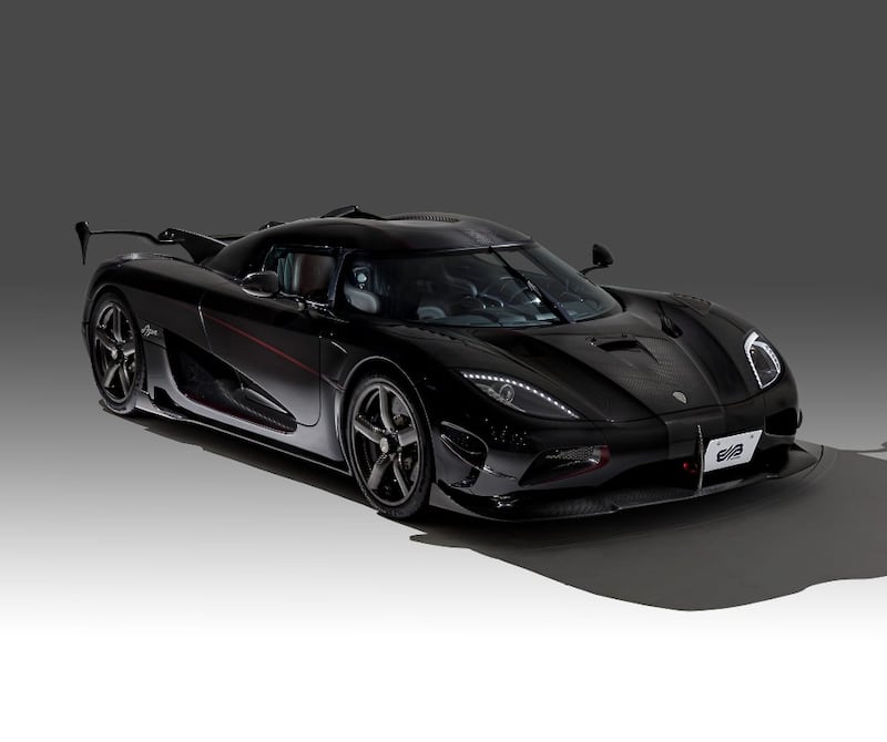The 2016 Koenigsegg Agera RSR, one of only three made, has an estimated sale price of up to $3.4 million. Photo: @duPontRegistry / X
