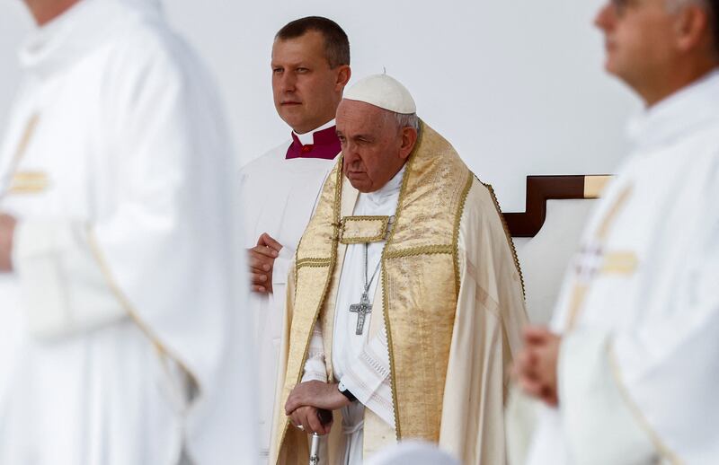 Pope Francis presides over a holy mass at Bahrain National Stadium during his apostolic journey, in Riffa, Bahrain. Reuters