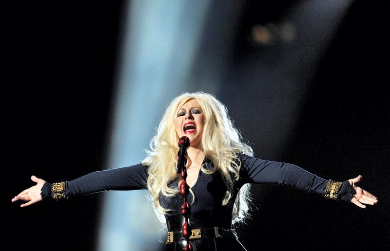 Christina Aguilera performs at the Michael Forever Tribute Concert at the Millennium Stadium, Cardiff.
