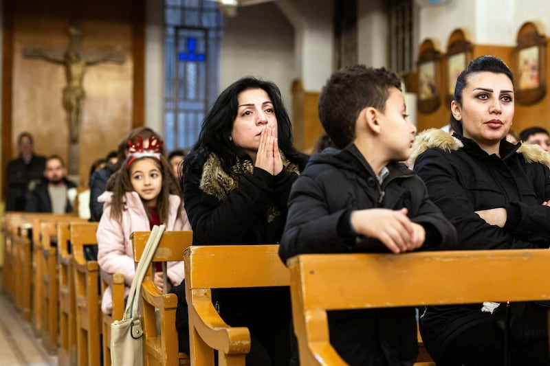 The Armenian church of Qamishli during a recital in honor of Father Joseph Hanna Bedoyan. December 21, 2019. Thibault Lefébure for The National.