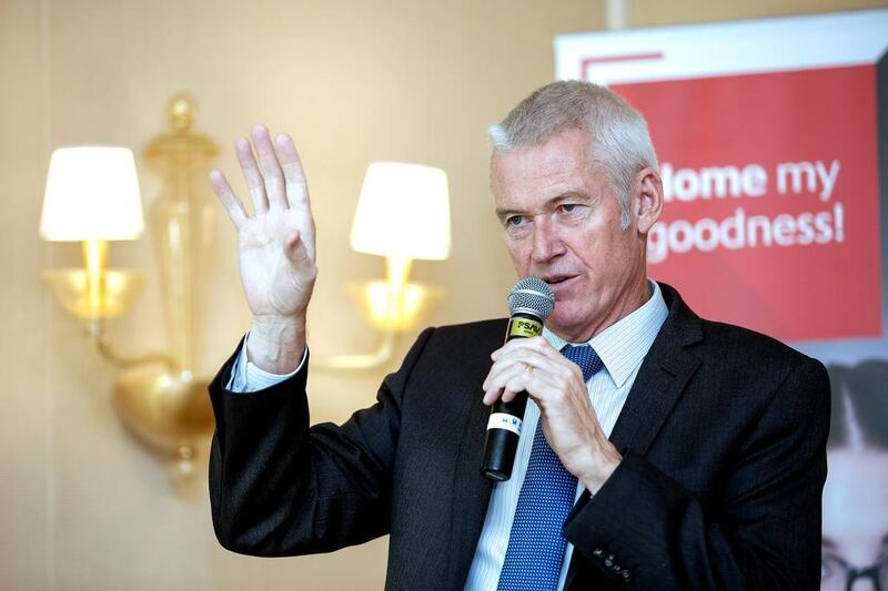 Peter England, RAKBank chief executive, speaks at a conference on Tuesday, August 23, 2016. Victor Besa for The National