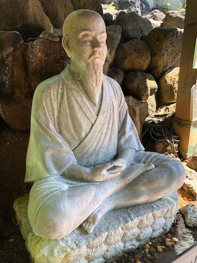 A statue of Miizumi Jozan, a monk who discovered Jozankei’s hot springs in 1866 and opened a healing spa. Courtesy Declan McVeigh