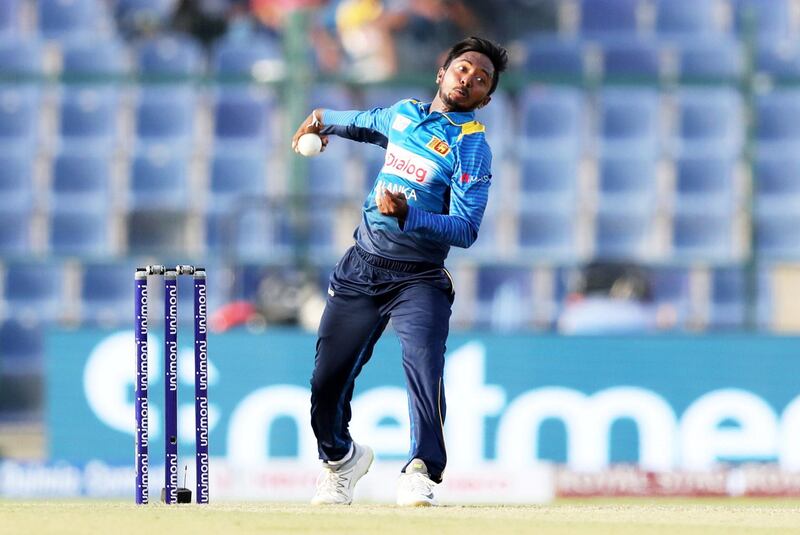 ABU DHABI , UNITED ARAB EMIRATES, September 17 , 2018 :- Akila Dananjaya of Sri Lanka bowling during  the Asia Cup UAE 2018 cricket match between Afghanistan vs Sri Lanka at Sheikh Zayed Cricket Stadium in Abu Dhabi. ( Pawan Singh / The National )  For News/ Sports /Instagram. Story by Amith