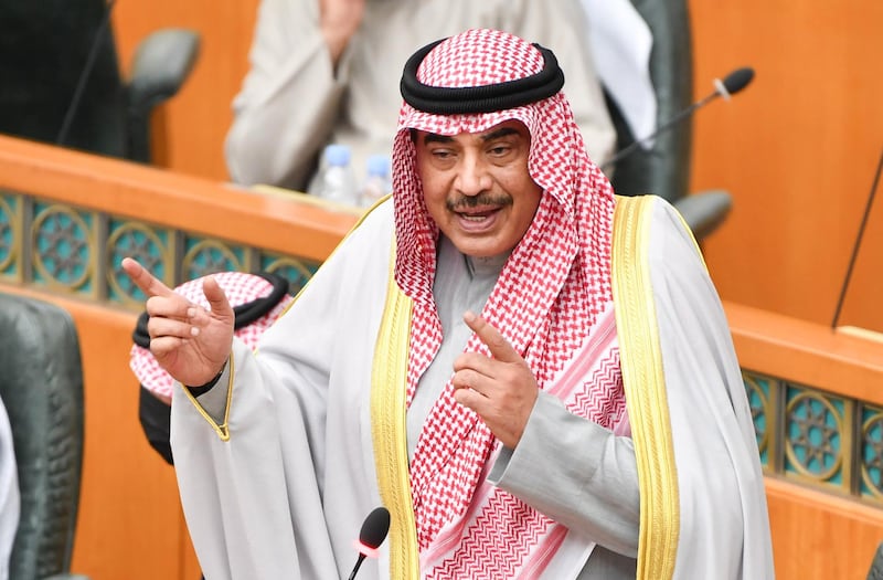 Kuwaiti Prime Minister Sheikh Sabah Al Khalid attends a special National Assembly session to review the government’s measures to control Covid-19 and its emerging strains in the capital, Kuwait City. EPA