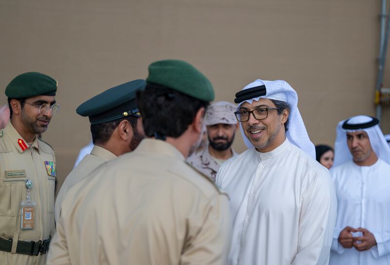 Sheikh Mansour meets officials during his inspection of the Cop28 site at Expo City Dubai