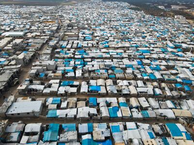 The Karama camp is home to some of the more than two million displaced Syrians in Idlib province. AP 