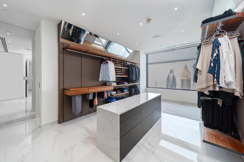 A walk-in wardrobe