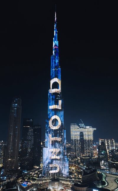 A promotion of Untold Dubai lights up the Burj Khalifa. Photo: Untold Dubai