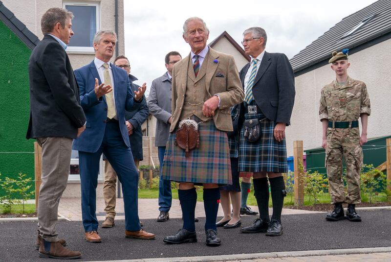 The king meets members of the public in the Scottish town. Getty Images
