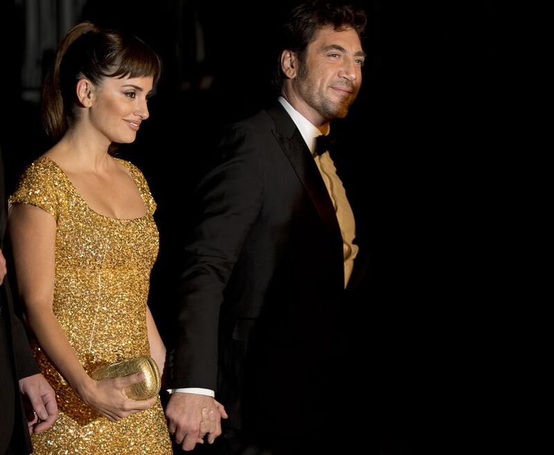 The Spanish actor Javier Bardem, right, and his wife, the Spanish actress Penelope Cruz. Leon Neal / AFP