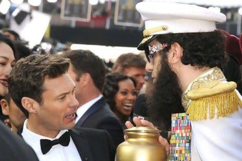 Ryan Seacrest and Sacha Baron Cohen as The Dictator. Steve Granitz / Wire Image