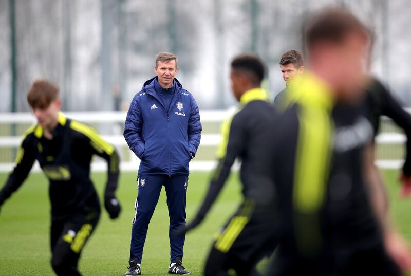 New Leeds United manager Jesse Marsch works with his players. PA