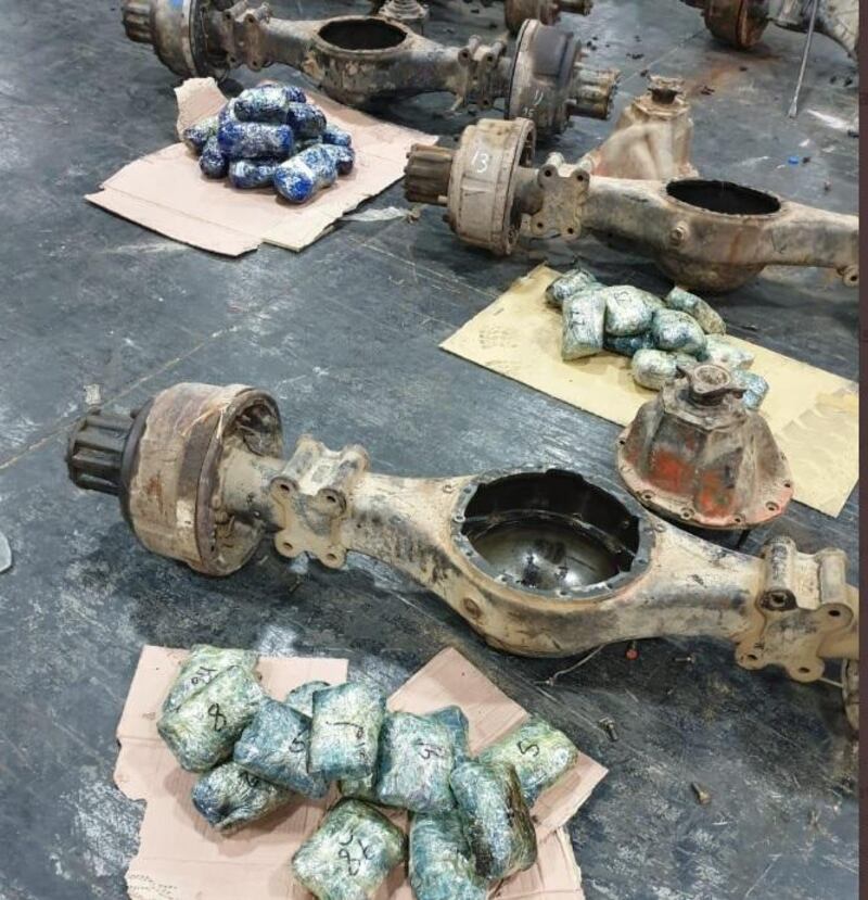 Customs officers in Dubai uncovered a haul of crystal meth hidden in spare car parts shipped into the country. 