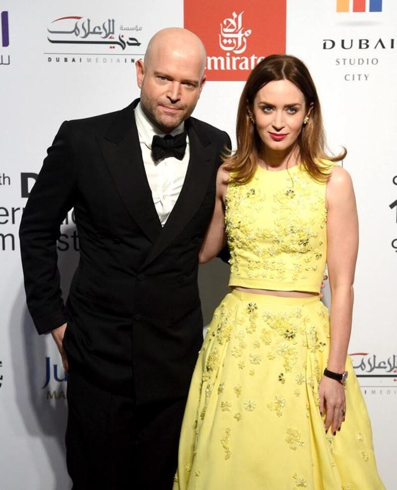 Marc Forster and Emily Blunt attend the Opening Night Gala during day one of the 11th Annual Dubai International Film Festival held at the Madinat Jumeriah Complex on December 10, 2014 in Dubai. Andrew H Walker / Getty Images for DIFF