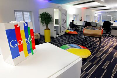 A view shows the Google France new offices on December 6, 2011 in Paris before its inauguration. AFP PHOTO POOL JACQUES BRINON (Photo by JACQUES BRINON / POOL / AFP)