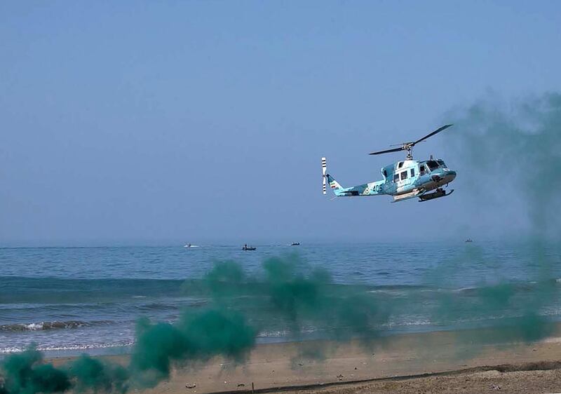An Iranian helicopter during a military exercise in the Gulf. AFP, HO via Iranian Army website