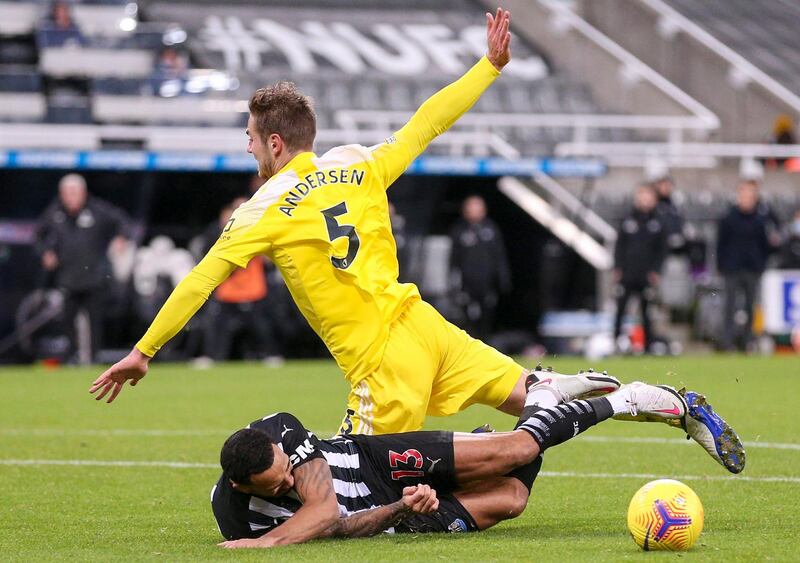 Joachim Andersen - 6: Hardly troubled by Newcastle attack in first half. One perfectly-timed challenge to deny Joelinton chance in second half but then gave away penalty with clumsy challenge on Brazilian minutes later that saw him sent-off. Fulham were in control until his red card. EPA