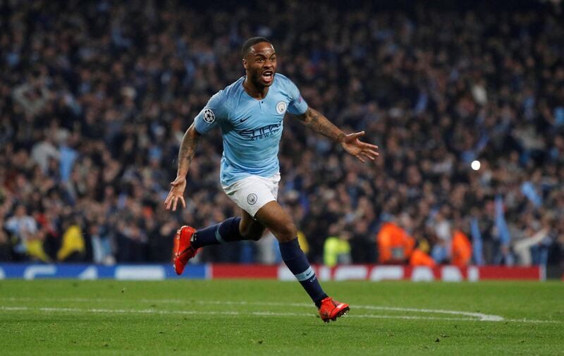 Soccer Football - Champions League Quarter Final Second Leg - Manchester City v Tottenham Hotspur - Etihad Stadium, Manchester, Britain - April 17, 2019  Manchester City's Raheem Sterling celebrates a goal that is later disallowed                REUTERS/Phil Noble