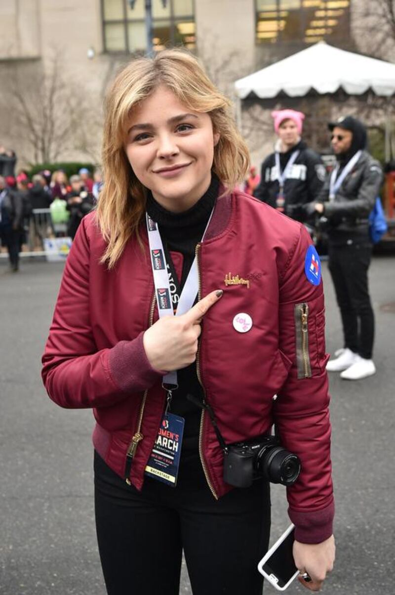 Chloe Grace Moretz attends the Women’s March in Washington, DC. Theo Wargo / Getty Images / AFP