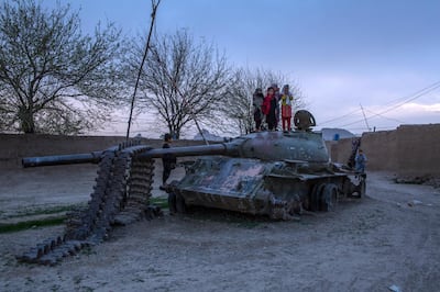 Old Soviet tanks continue to speck the landscape in Adghanistan. This one in Kandahar Province. 