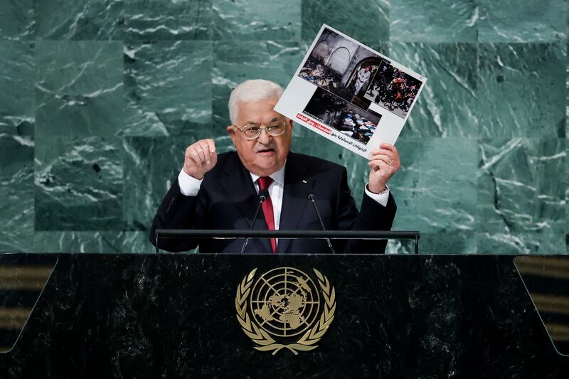 Mr Abbas 'dared' the US to hold Israel accountable for the killing of Al Jazeera journalist Shireen Abu Akleh. AP