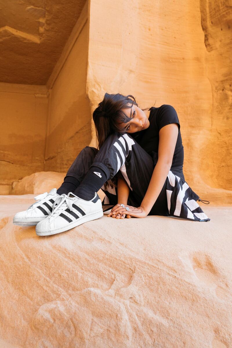 Sarah Taibah features in a new Adidas Originals campaign, shot in Al Ula, Saudi Arabia. Courtesy Adidas