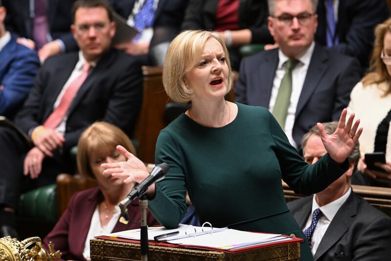British Prime Minister Liz Truss during her second Prime Minister's Questions on October 12. A week later she faces the possibility of being ousted from her post. PA