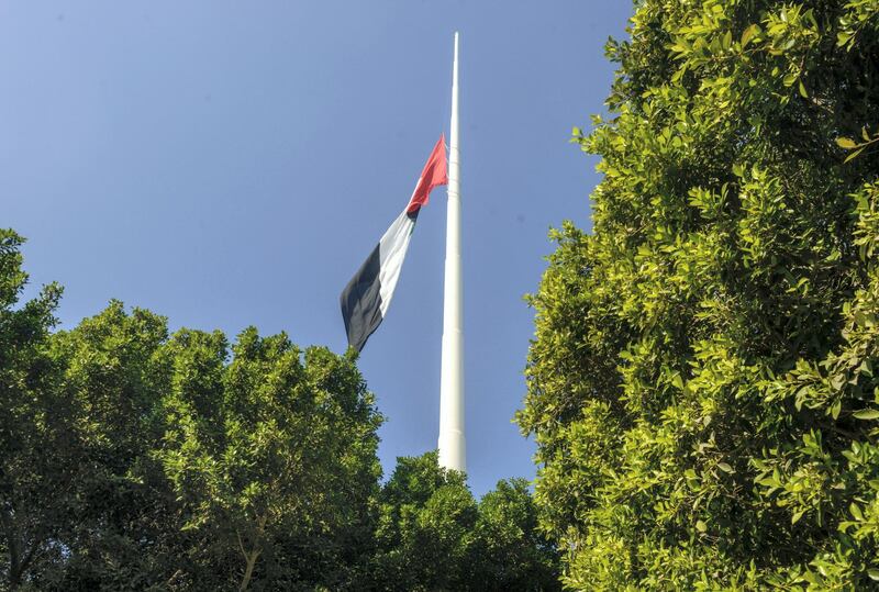 Abu Dhabi, United Arab Emirates - Flagpole at Heritage Village flying at half mast to commemorate Martys day on Thursday November 30, 2017. (Khushnum Bhandari/ The National)
