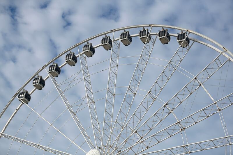 Cloudy skies over the Marina Eye in Abu Dhabi. Khushnum Bhandari / The National
