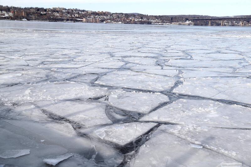 Ice covers large portions of the Hudson River near Beacon, New York. Seth Wenig / AP Photo